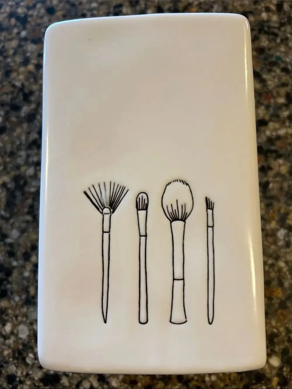 NEW Rae Dunn White Ceramic Makeup Brush Holder with 